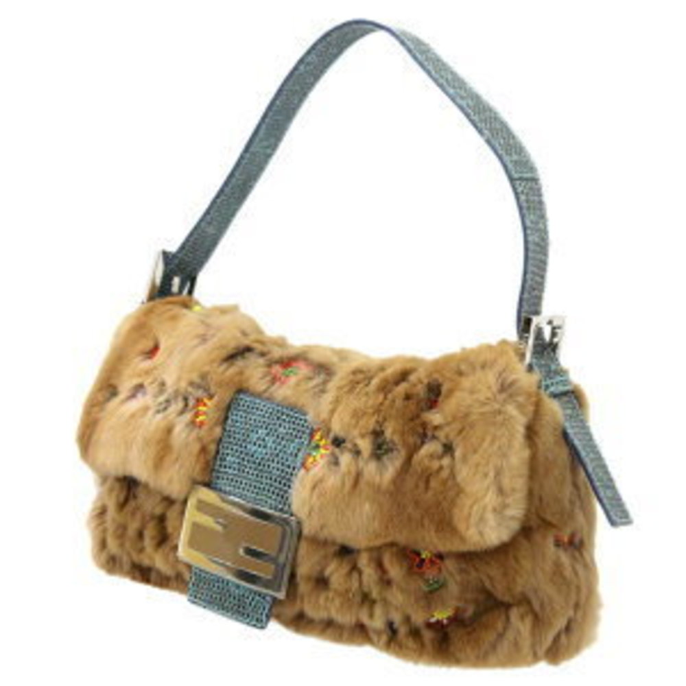 FENDI Mamma Bucket handbag beaded embroidery brown